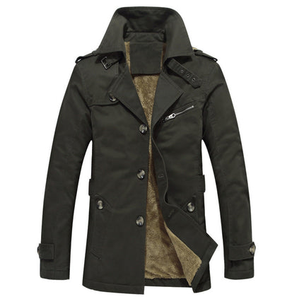 Stylish Campera Braga in dark color, featuring a buttoned front and warm lining, ideal for cold weather fashion.