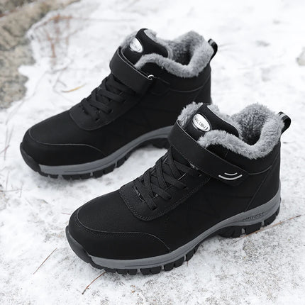 Warm waterproof anti-slip snow boots with fur lining, ideal for winter.