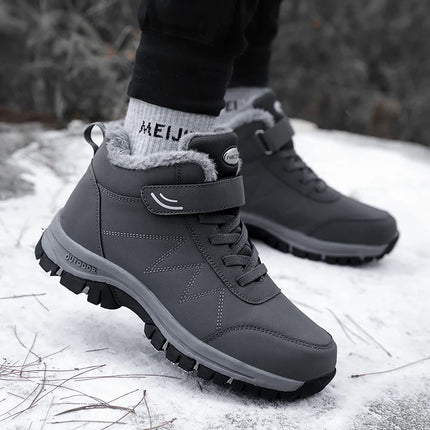 Botas de nieve cálidas, antideslizantes e impermeables en color gris ideal para invierno, diseñadas para condiciones extremas al aire libre.