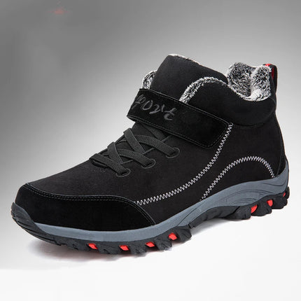 Botas cálidas de invierno negras para mujeres con suela antideslizante y forro afelpado, ideales para clima frío y nevado.