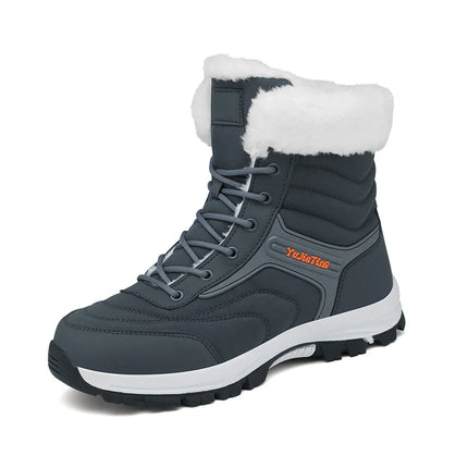 Warm hiking boots for men with fur lining, perfect for winter adventures, offering comfort and durability. Ideal for outdoor enthusiasts.