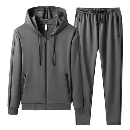 Conjunto Hoded para Hombre - Buzo con Capucha y Jogger Casual en Gris Neutro, ideal para comodidad y estilo discreto diario.