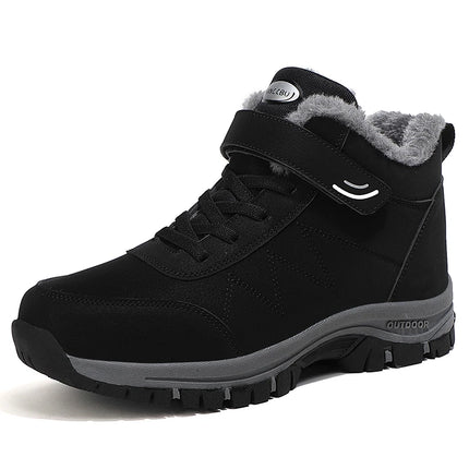 Botas de nieve cálidas antideslizantes impermeables en color negro, con interior de felpa, diseñadas para exteriores.