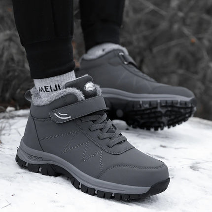 Botas de nieve cálidas, antideslizantes e impermeables para exteriores, en color gris, ideales para clima frío y terrenos con nieve.