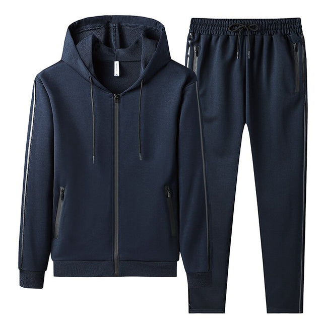 Conjunto Hoded para Hombre: buzo con capucha y jogger casual en azul. Ropa cómoda y estilizada ideal para otoño y uso diario.
