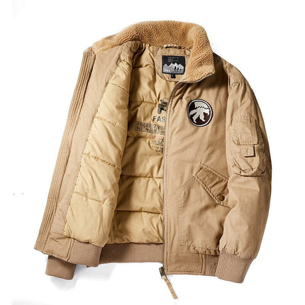 Campera Outwear Bombard men’s jacket, cotton washed, loose fit, flight bomber design with shoulder patches and warm lining