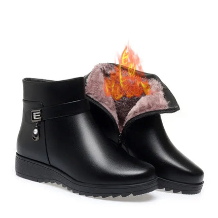 Botas de cuero negras Nube Polar para mujer, con forro polar cálido. Ideales para el invierno en Argentina. Botas de mujer elegantes y cómodas.