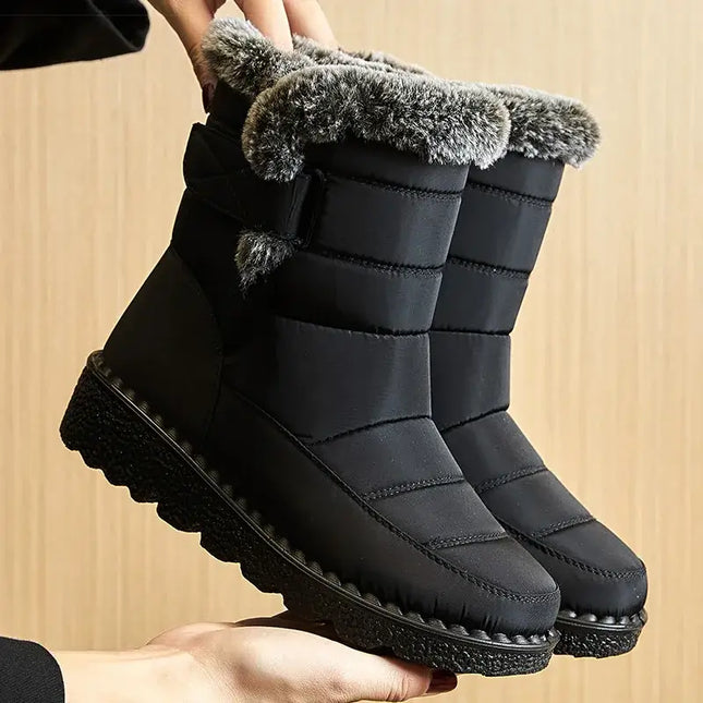 Botas de mujer impermeables, de felpa suave y suela antideslizante, ideales para nieve y lluvia. Estilo y abrigo en invierno.