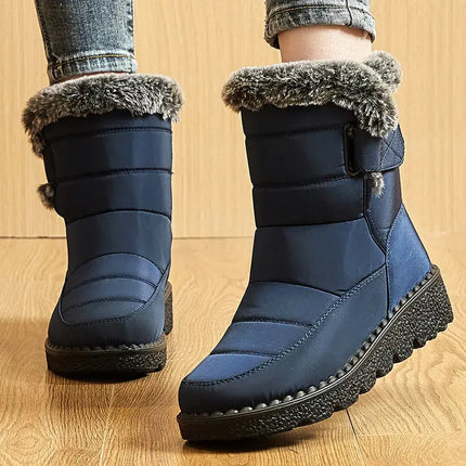 Botas de mujer polar trendy impermeables con interior de felpa y cierre velcro, perfectas para invierno y días fríos.