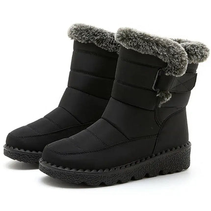 Botas de mujer Polar Trendy impermeables con diseño de felpa y suela antideslizante, perfectas para nieve y días fríos.