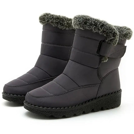 Botas de mujer impermeables Polar Trendy, abrigo y estilo para el invierno, con interior de felpa y suela antideslizante.