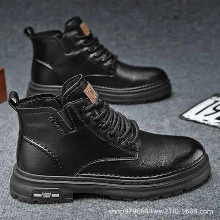 Botas de hombre cuero genuino Royal Ride, estilo retro inglés, elegancia y comodidad, ideales para la ciudad. Color negro.