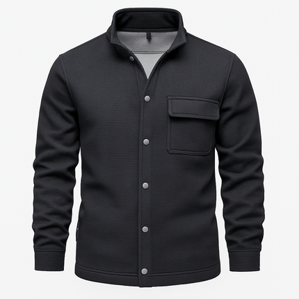 Campera Hombre Aspen en tejido de poliéster con estructura elástica, forro de microfibra y cierre frontal con botones a presión.