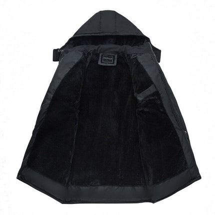 Campera Hombre Black Elegance, abrigo interior de alta calidad, estilo y calidez para hombres modernos.
