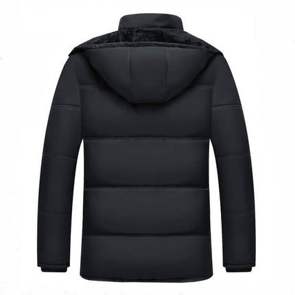 Campera Hombre Black Elegance, vista trasera, diseño moderno y elegante para hombres. Perfecta para el invierno y la moda casual.
