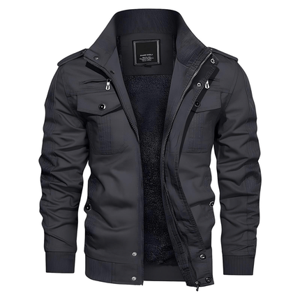Campera Casual Barth para hombre, poliéster impermeable, forro polar térmico, cierre frontal metálico, bolsillos funcionales.