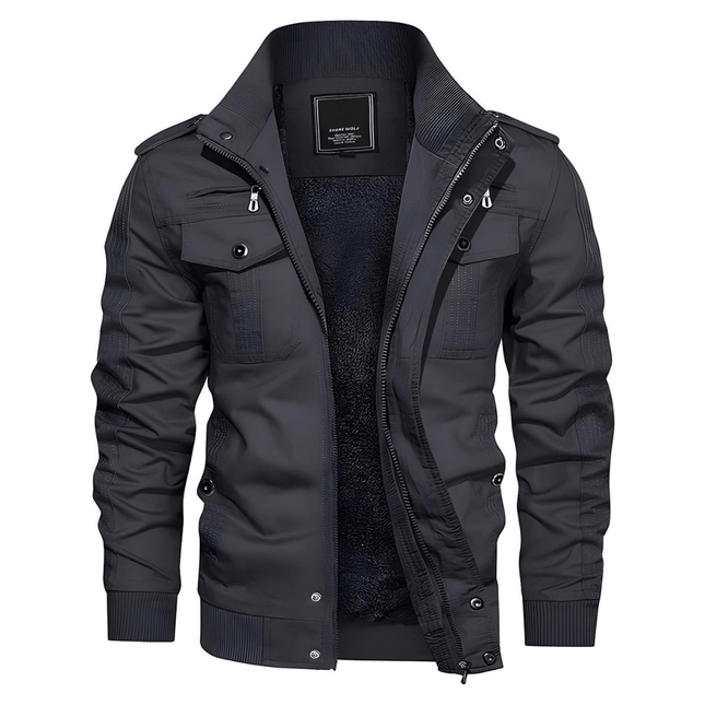 Campera Casual Barth para hombre, poliéster impermeable, forro polar térmico, cierre frontal metálico, bolsillos funcionales.