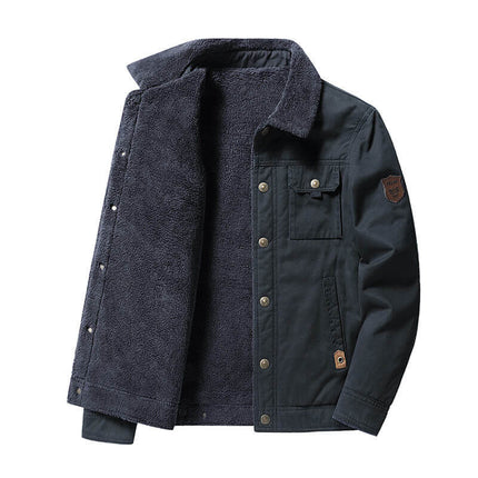Campera Hombre Dublin con interior térmico sherpa, ideal para días fríos. Estilo urbano y confort con tejido de algodón gabardina.
