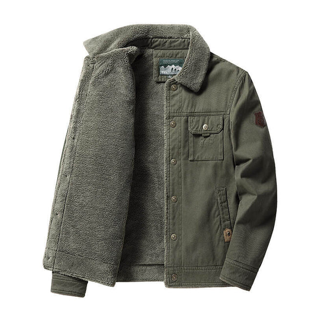Campera Hombre casual Dublin, estilo urbano, tejido gabardina, interior térmico sherpa, ideal para frío. Cuello forrado, bolsillos útiles.