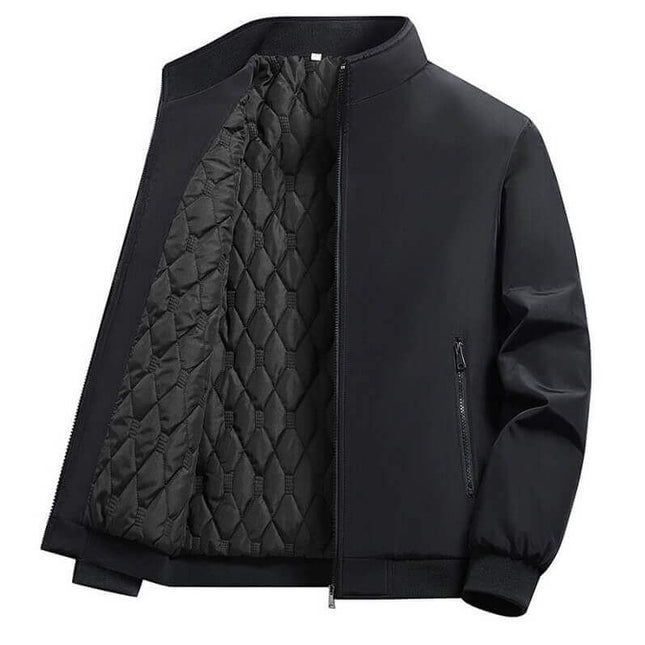 Campera Hombre Diamond Luxury en color negro con interior acolchado, ideal para un look elegante y sofisticado.