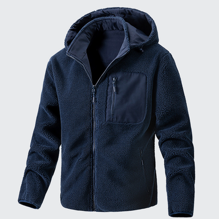 Campera Expedition hombre con capucha ajustable y bolsillos con cierre, ideal para actividades al aire libre y protección contra el frío.