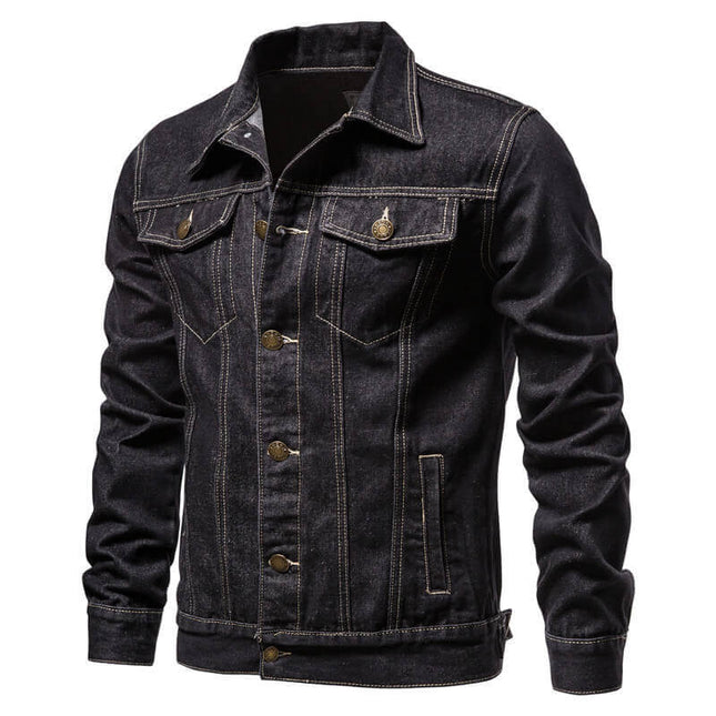Campera Hombre Jeans Classic Elegance en color oscuro, ideal para un look sofisticado y casual para hombres.