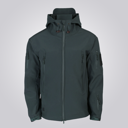 Campera Hombre impermeable negra con interior polar, ideal para actividades al aire libre y uso en moto en días fríos y lluviosos.