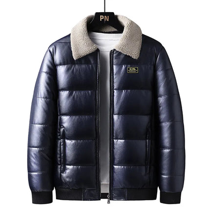 Campera Puffer Caparin para hombre con cuello de cordero, relleno de algodón, cálida, ideal para invierno. Bolsillos grandes y funcionales.