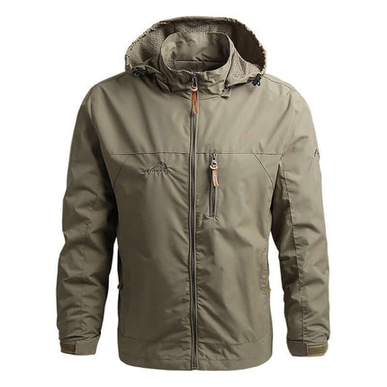 Campera rompeviento militar impermeable para hombre, ideal para climas húmedos. Campera Hombre disponible en estilo militar.