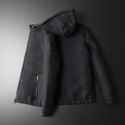 Campera Ron acolchada para hombre, tejido de viscosa, ideal para abrigo y versatilidad, color oscuro, vista posterior.