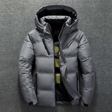 Campera térmica Urban Warm para hombre con capucha desmontable y relleno de plumón, estilo moderno para invierno.