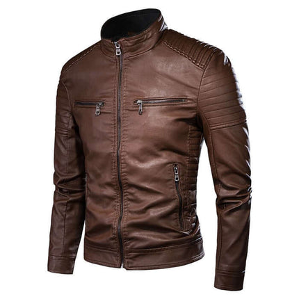 Campera vintage de cuero marrón para hombre con descuento del 15%, estilo premium exclusivo. Oferta limitada hoy.