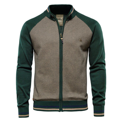 Campera Hombre estilo Cardigan Madrid en color verde y gris, ideal para la temporada de invierno.