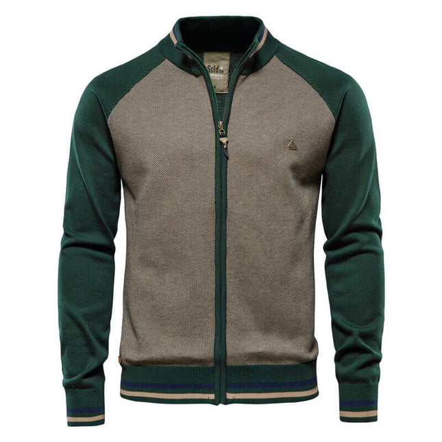 Campera Hombre estilo Cardigan Madrid en color verde y gris, ideal para la temporada de invierno.