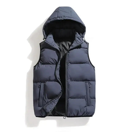 Chaleco ThermoShield sin mangas con capucha desmontable para hombres, ideal para el otoño e invierno, estilo moderno. Campera Hombre.