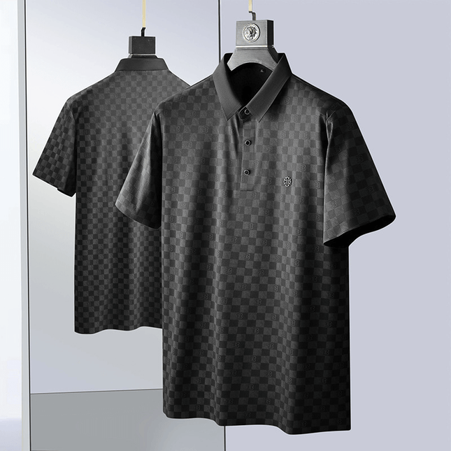Polo Griglia Roma para hombres, diseño moderno y sofisticado con estampado jacquard a cuadros, ideal para estilo deportivo elegante.