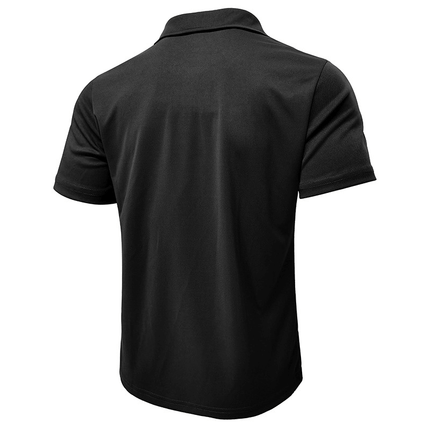 Chomba Hudson Gingham para hombre en algodón peinado negro, detalle cuadro vichy en cuello, estilo elegante y relajado.