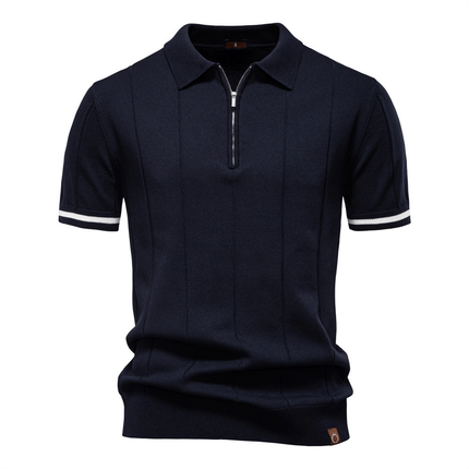 Chomba Jacques Remy negra para hombre con diseño de canalé vertical, perfecta para un look sofisticado y fresco. Ideal para el verano.