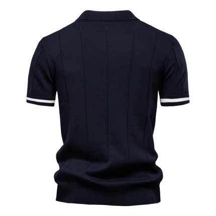 Chomba Jacques Remy hombre en azul marino, corte ajustado, detalles en las mangas, estilo elegante y liviano para un toque Riviera.