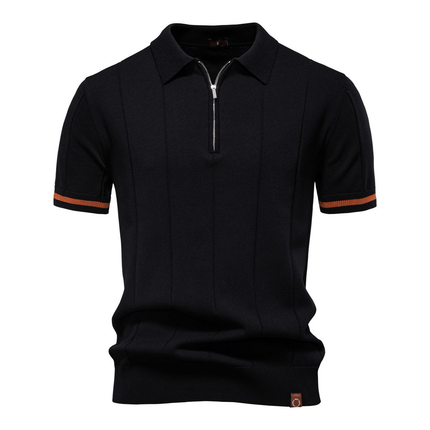 Chomba Jacques Remy para hombre con canalé vertical y detalles contrastantes, ajuste ceñido, ideal para un estilo moderno y liviano.