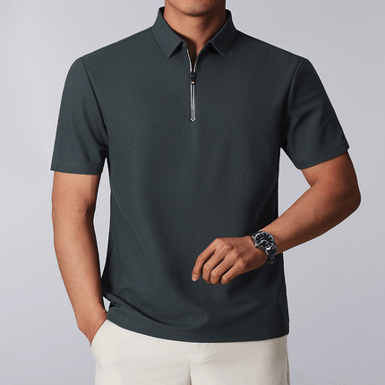 Chomba Julian Quarter-Zip para hombre con cuello estructurado, ideal para clientes o golf, mezcla algodón. Chombas hombre.