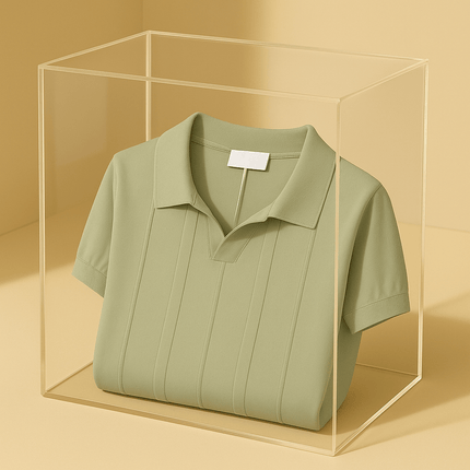 Chomba Kensington verde de rayón para hombre con diseño vertical, ideal para días cálidos y elegantes - Chombas hombre