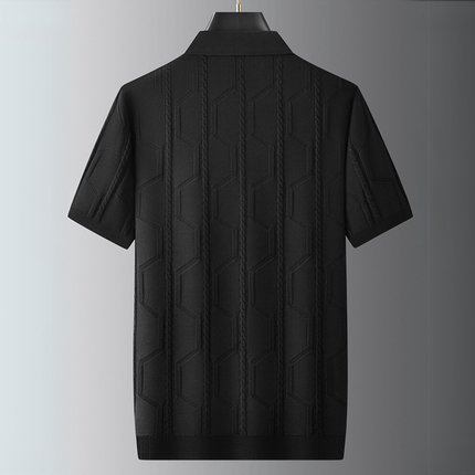 Chomba Saint Jacques para hombre, tejido chevrón, en color negro. Estilo elegante y cómodo, ideal para todas las ocasiones.