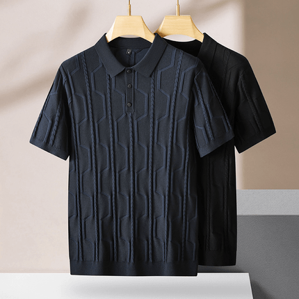 Chombas hombre Saint Jacques con tejido de punto chevrón esculpido, mezcla de algodón liviano, estilo refinado y cómodo.