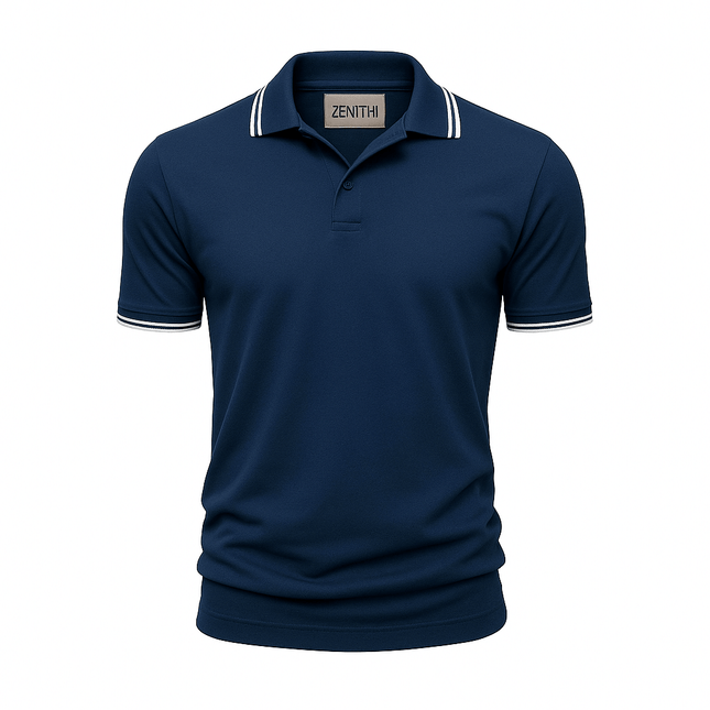 Chomba Swiss Class azul marino para hombre, elegancia y confort en cada detalle. Ideal para un look sofisticado y moderno.