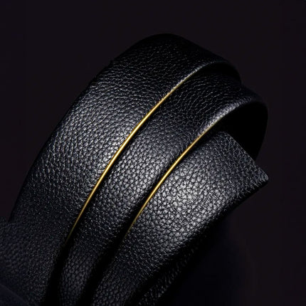 Black Genuine Leather Belt - Brent, showcasing detail texture and premium quality craftsmanship for fashion-forward styling.