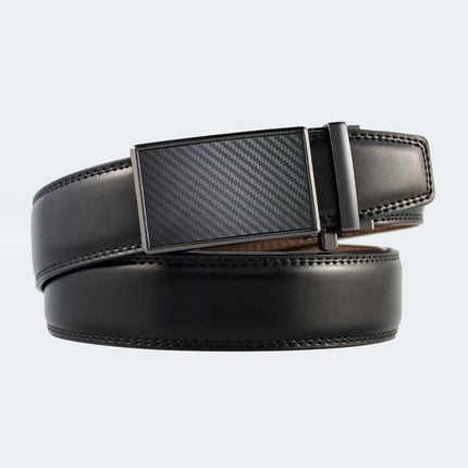 Cinto de cuero genuino Swiss Elegance en negro, inspirado en la sobriedad suiza para un estilo sofisticado y elegante.
