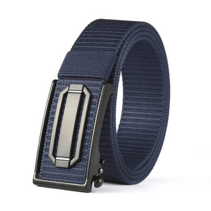 Stylish blue woven Cinto John Karlo with sleek buckle, ideal for adding a touch of elegance to any outfit. Perfect for fashion enthusiasts.