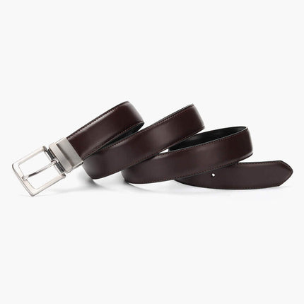 Cinto William Elegance belt in deep brown leather with a sleek silver buckle, perfect for adding sophistication to any outfit.