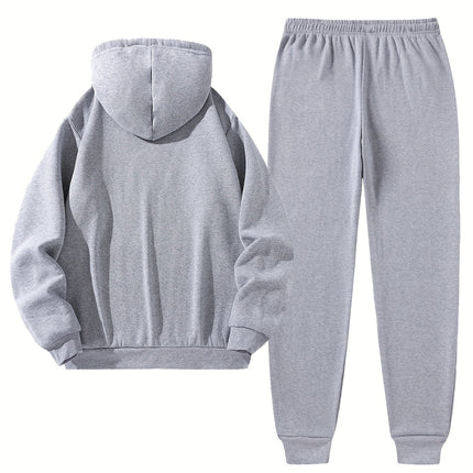 Conjunto Paris para hombre gris, buzo con capucha y pantalón jogger, ideal para días fríos, otoño e invierno.